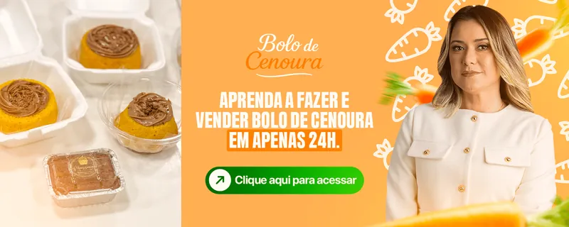 Banner Bolo de Cenoura: minis bolos de cenoura com cobertura de chocolate em embalagens para viagem